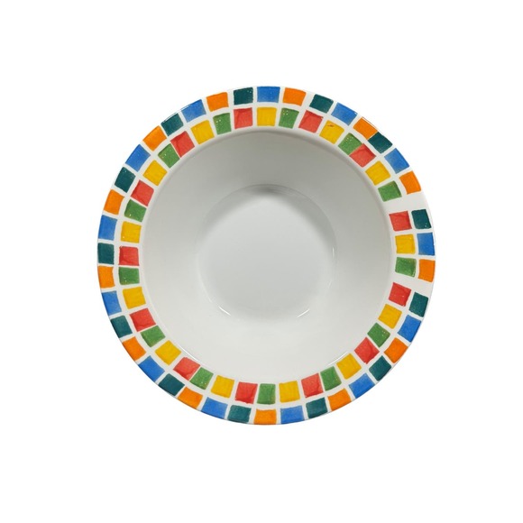 Pier 1 Hand Painted Colorful Mosaic Tile Edge Vegetable Serving Bowl - Picture 1 of 3
